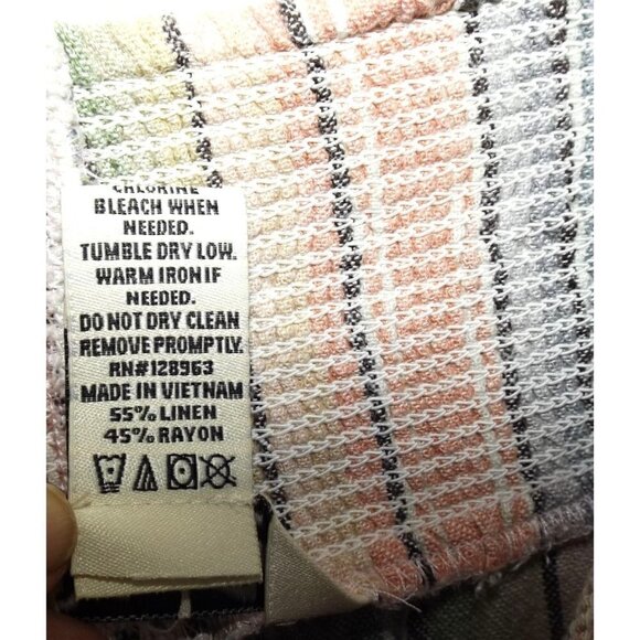 Indigo Rein XL multicolor, smocked waist, high rise, striped, wide leg, cropped - Picture 4 of 5